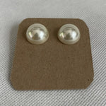 Classic White Faux Pearl Stud Earrings Button Style NWOT  0.75”
