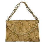 Artisan Gold Embroidered Canvas Purse Handbag Clutch Bag Wallet 8”x5.5” New