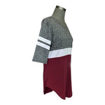 BSP Women's Colorblock Raglan Baseball Tee L Half Sleeve Varsity Stripe EXC