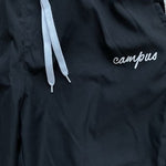 Campus Black Track Pants White Stripes Drawstring Elastic Waist Pockets Unisex M