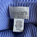 Chicos Silk Blend Ribbed Mock Neck Tank Top Periwinkle Blue Womens Sz 2 M/L VG