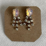 Vintage Iridescent Opal Rhinestone Chandelier Drop Earrings