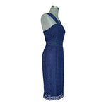 LULUS Dark Blue Lace Halter Sheath Midi Dress Sleeveless Size M NWT