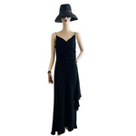 JONES NY Evening Black Asymmetrical Ruched Maxi Gown Women Size 10 NWT Vintage