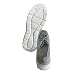 Women's Gray Mesh Orthopedic Comfort Walking Tennis Shoes Lace Up Soft Sole Sz 9
