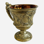 Antique Victorian Gilt Repousse Footed Cup Cherub Putti Figural Handle 3.75" G