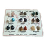 Vintage Gemstones of the World Display Card 9 Specimens 18 Rough Polished Stones
