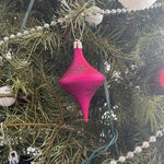 Pair Merry Market Snowflake Teardrop Ornaments Green Pink Christmas Decor