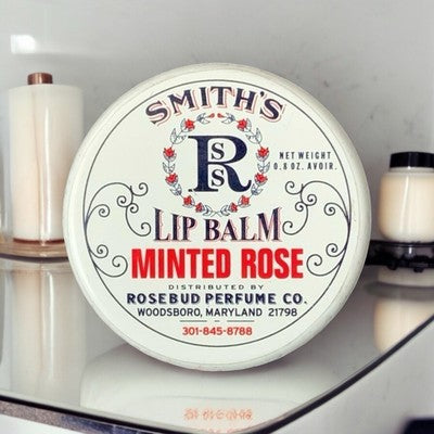 Rosebud Perfume Co Minted Rose Lip Balm Tin Tinted Gloss Moisturizing NIB