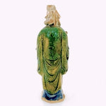 Antique Shekwan Chinese Mudman Figurine 6.5” w Scroll Handcrafted Ceramic Statue