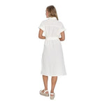 Lulus Palermo Perfection White Collared Midi Dress Pockets Sz S Button Front NWT