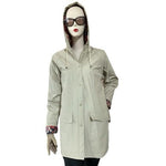Chromatics by Totes Hooded Rain Jacket Floral Lined Khaki Womens S  Vintage VG