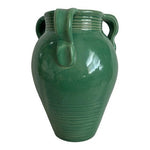 Large Chinese Green Glazed Ceramic Vase Jar Three Handles 7.5"x10.5" New