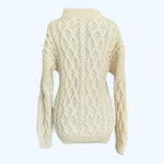 Ann Taylor Women’s Ivory Wool Cable Knit Turtleneck Sweater Relaxed Fit Sz M EXC