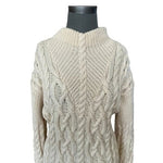 Ann Taylor Women’s Ivory Wool Cable Knit Turtleneck Sweater Relaxed Fit Sz M EXC