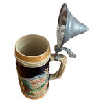 Vintage German Beer Stein Tankard 0.5L Ceramic Mug with Silver Lid Hand Painted