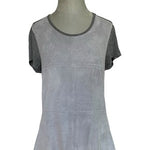 Vince Camuto Womens Size S Faux Suede Front Colorblock Top Grey G