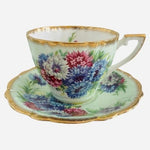 Vintage Clarence Bone China Floral Teacup Saucer Set England Gold Trim Farmhouse