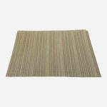 Set of 4 Woven Vinyl Stripe Placemats 18x13 Neutral Tan Beige Heat Resistant EXC