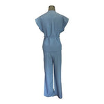 Sette Sette Womens 2-Piece Light Blue Boho Pant Set Made Italy Wrap Tie S/M NWT
