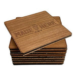 Made Here Playboy Bamboo Coaster Set 6x Square Eco Engraved Drink Coasters NWOT