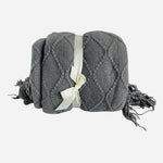 Grey Knit Textured Throw Blanket Diamond Pattern Fringe 48x70 Super Soft NWOT