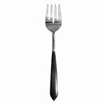 Mid Century Modern Stainless Steel Salad Serving Set Black Handles Vintage