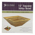 Totally Bamboo 12" Square Inlay Bowl Serving Fruit Salad Angular Design NIB