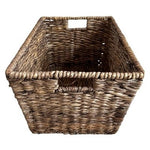 Large Brown Wicker Storage Basket Crate with Handles Home Organizer 16.5"x13"x10