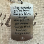 Stainless Steel Dog Tag Pendant Necklace Inspirational Quote Gift Unisex NIP