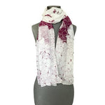 Elegant White Wine Floral 100% Silk Scarf Large Long Sheer Wrap Shawl China New