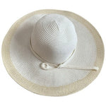 White Wide Brim Paper Straw Sun Hat Women's Beach Floppy Hat One Size VG