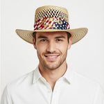 Peter Grimm Las Vegas USA American Flag Straw Lifeguard Sun Hat Wide Brim Size L