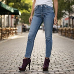 PRIMADONNA Burgundy Faux Suede Leather High Heel Ankle Booties Women’s Size 36