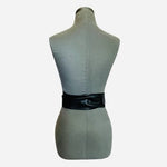 Women's Black Faux Leather Obi Belt Wide Wrap Around Self Tie Sash Waistband 84”