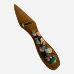 Brazilian Stone Wood Gemstone Letter Knife Multi-Color Desk Accessory 9" Good