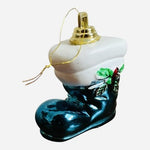 Hard Plastic Santa Boot Christmas Ornaments Holly Set of 2 Pink Teal 2" G+