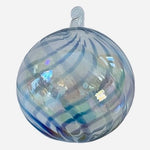 Rare Glass Ornament Blue Stripes Clear Ball Ornament Christmas Ornament Xmas Art