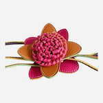 Mellow World Pink Orange Leather Flower Bag Charm Accessory Excellent Condition