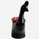 Vintage Black Red Lacquered Wood Swan Container Vase Bowl Handmade 6”x7”