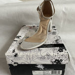 CL Chinese Laundry Jazz Clear Silver Iridescent Vinyl Block Heel Sandal Sz 7 NIB