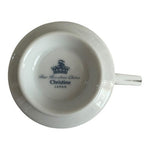 Christine Fine Porcelain China Japan Teacup Saucer Set Blue Floral Platinum VG
