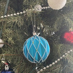 Pair Green & Blue Caged Decorative Ball Ornaments Christmas Holiday Decor