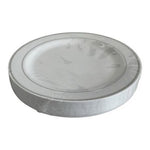Elegant White Plastic Plates 20pc Silver Rim Heavy Duty 7.5in Party NIP