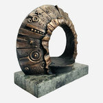 Vintage Modernist Bronze Abstract Arch Sculpture on Marble Base 8"x9"
