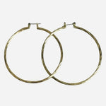 Gold Textured Hoop Earrings Twisted Ribbed Large Statement Jewelry 2 Inch VG