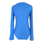 Mangopop Women's Royal Blue V-Neck Bodysuit Size XXL Long Sleeve Stretch NWT