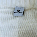 Womens White Long Sleeve Acrylic Knit Quarter Zip Front Sweater Size S NWOT