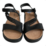 Baretraps Frolick Black Braided Strappy Wedge Sandals Womens Sz 7.5 Comfort NWOB