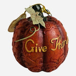 Give Thanks Resin Harvest Pumpkin Figurine Orange Yellow Green Fall Decor 4.25"